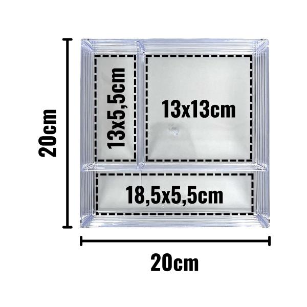 Imagem de Caixa Organizadora Cristal Com Tampa Multiuso 3 Divisórias