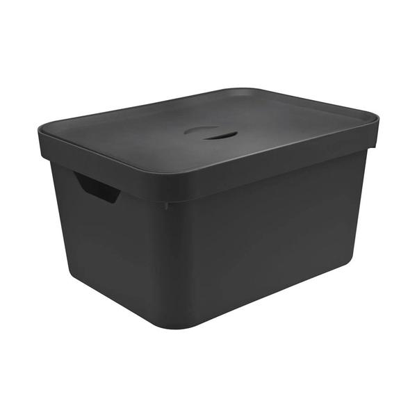 Imagem de Caixa Organizadora Cube Preta 32 L com Tampa 46 x 36 x 24,5 cm Ou