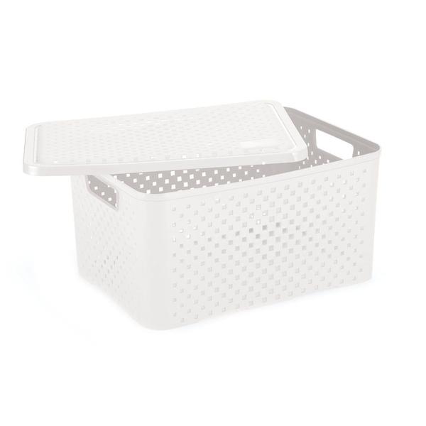 Caixa Organizadora Dasplast em Plástico Branca Decorada 16L Imagem de Caixa Organizadora Dasplast em Plástico Branca Decorada 16L