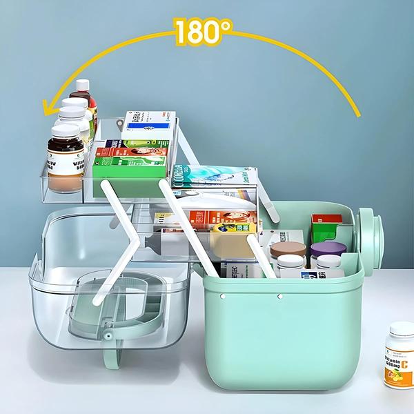 Imagem de Caixa Organizadora de Medicamentos Portátil - Grande Capacidade - Kit de Primeiros Socorros