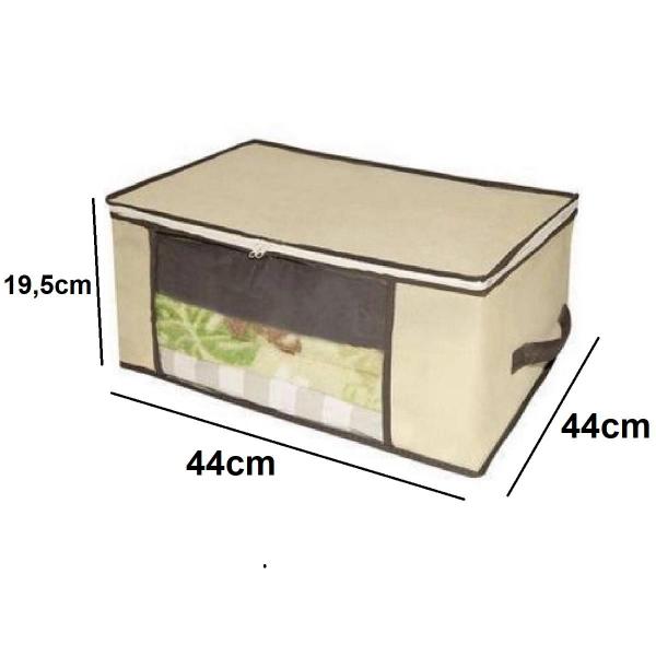 Imagem de Caixa organizadora de roupa de cama organiz em tnt com tampa e visor 44x44x19,5cm 10un