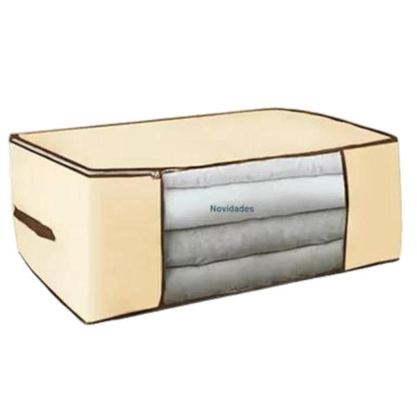 Imagem de Caixa organizadora de roupa de cama organiz em tnt com tampa e visor 44x44x19,5cm 4un