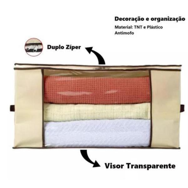 Imagem de Caixa organizadora de roupa de cama organiz em tnt com tampa e visor 44x44x19,5cm 6un