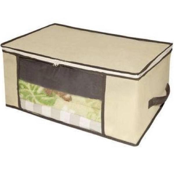 Imagem de Caixa organizadora de roupa de cama organiz em tnt com tampa e visor 44x44x19,5cm 8un