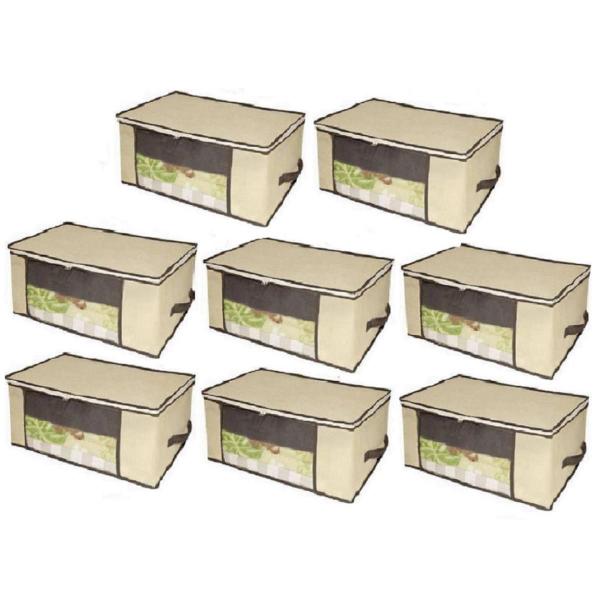 Imagem de Caixa organizadora de roupa de cama organiz em tnt com tampa e visor 44x44x19,5cm 8un