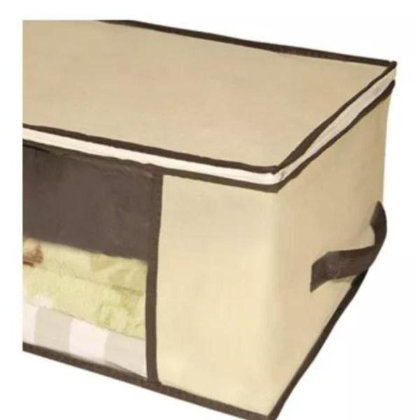 Imagem de Caixa organizadora de roupa de cama organiz em tnt com tampa e visor 60x45x30cm 5un