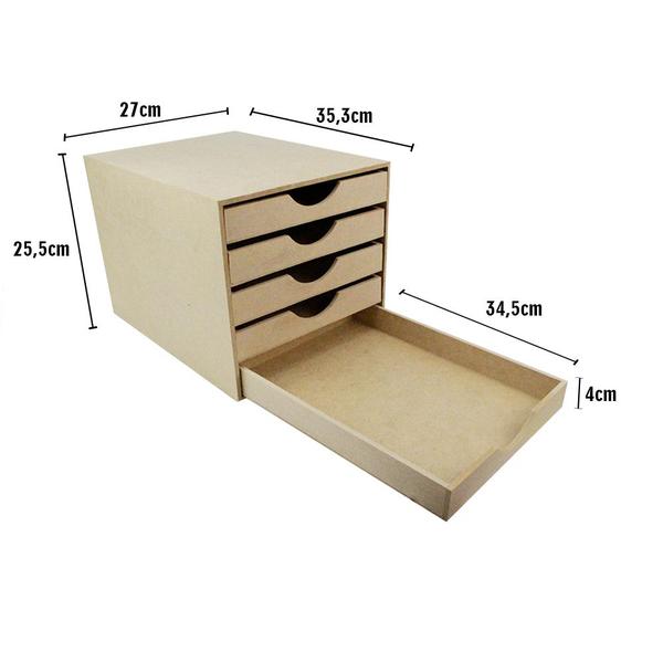 Imagem de Caixa Organizadora de Sulfite 5 Gavetas em Madeira MDF 25 x 27 x 35,3 cm