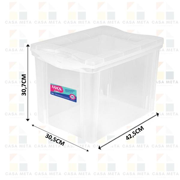 Imagem de Caixa Organizadora Decorativa 2un 65L + 2un 30L Com Trava Cristal