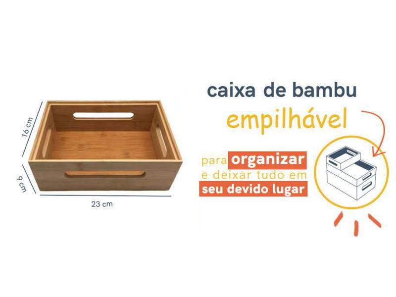 Imagem de Caixa Organizadora Decorativa Vada Empilhavel De Bambu