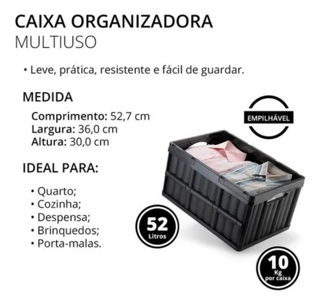 Imagem de Caixa Organizadora Desmontável Dobrável Preta 52l Arthi  4135