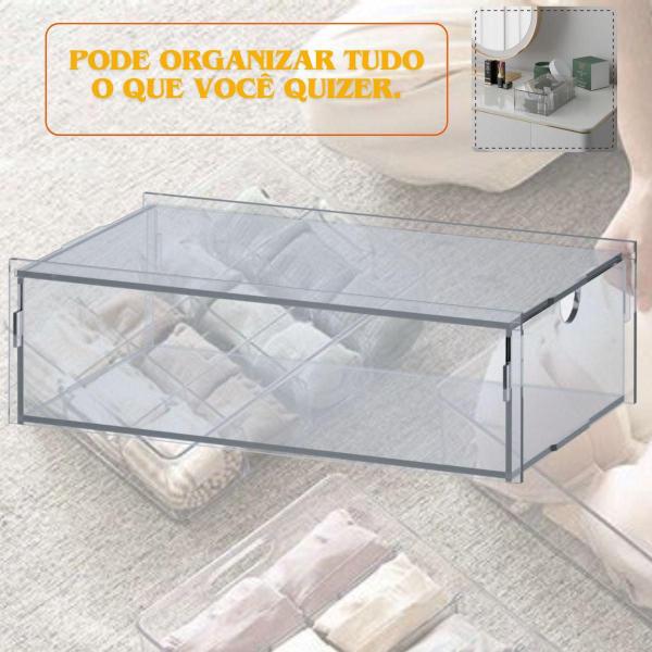 Imagem de Caixa Organizadora Desmontável Em Acrílico Cristal 25X13X7,5