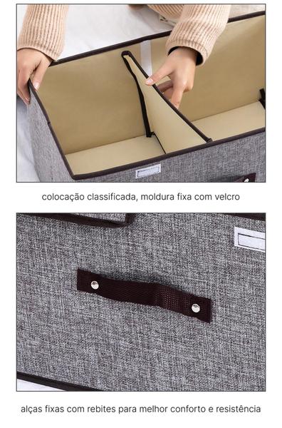 Caixa Organizadora Dobrável em Tecido Reforçado Com Divisória (F027) - Casa Total Decor Imagem de Caixa Organizadora Dobrável em Tecido Reforçado Com Divisória (F027)