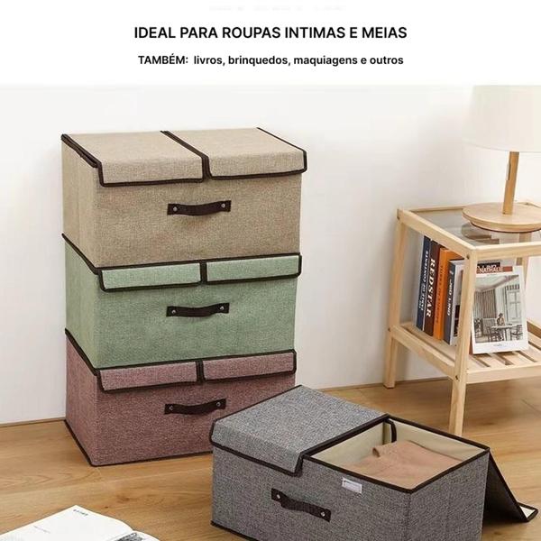 Caixa Organizadora Dobrável em Tecido Reforçado Com Divisória (F027) - Casa Total Decor Imagem de Caixa Organizadora Dobrável em Tecido Reforçado Com Divisória (F027)