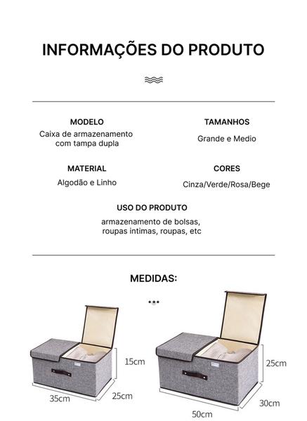 Caixa Organizadora Dobrável em Tecido Reforçado Com Divisória (F027) - Casa Total Decor Imagem de Caixa Organizadora Dobrável em Tecido Reforçado Com Divisória (F027)