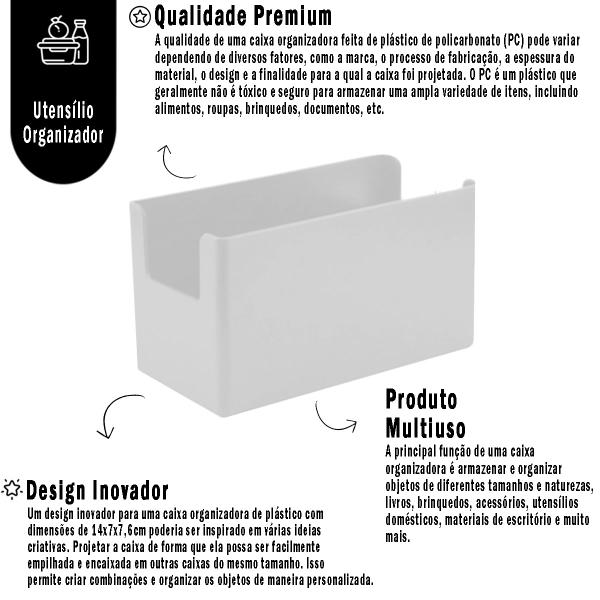 Imagem de Caixa Organizadora Empilhável De Geladeira e Armários Diversos Alimentos Potes Temperos Utensílios Escritório