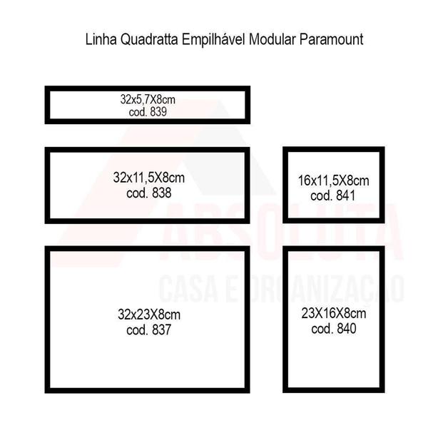 Imagem de Caixa Organizadora Empilhável Quadratta Cristal 23X16X8 Cm Paramount