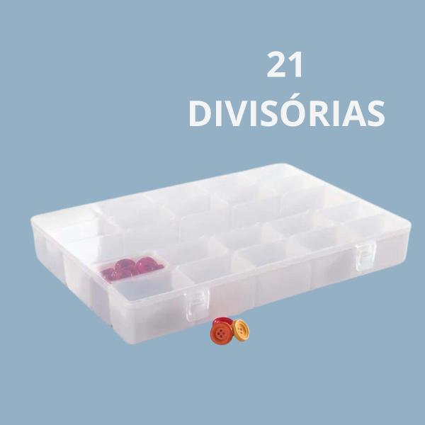 Imagem de Caixa Organizadora Estojo Box 21 Divisórias Plástico Multiuso Costura Plasútil