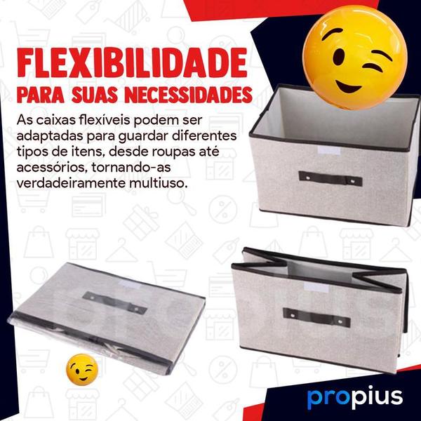 Imagem de Caixa Organizadora Flexível Brinquedos Tecido TNT Documentos Cinza Escritório Remédios Medicamentos Escolar Decorativa