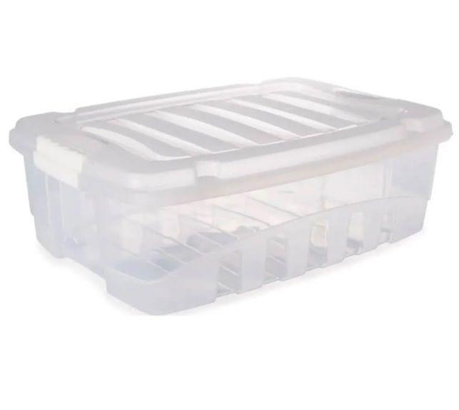 Caixa Organizadora Gran Box Baixa Transparente - 45x32x13,8 cm - 13 Litros - Plasutil - Imagem de Caixa Organizadora Gran Box Baixa Transparente - 45x32x13,8 cm - 13 Litros - Plasutil -