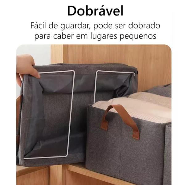 Imagem de Caixa organizadora guarda roupas closet organiz de tecido com armação metal