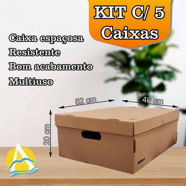 Imagem de Caixa Organizadora Kit c/ 5 Kraft 200x400x520mm Polibrás