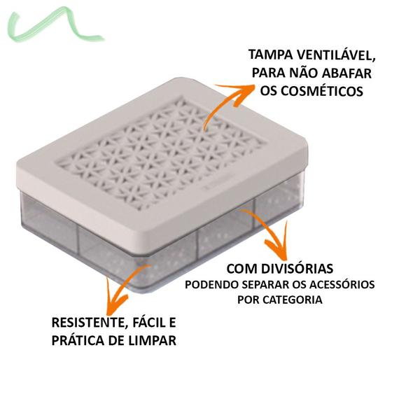 Imagem de Caixa Organizadora M Cristal Divisória Jóia Maquiagem Ordene