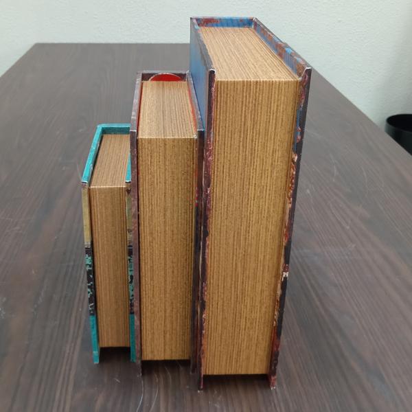 Caixa organizadora mdf color 3pç livro - NH Imagem de Caixa organizadora mdf color 3pç livro