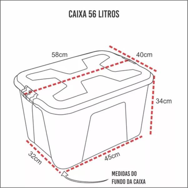 Imagem de Caixa Organizadora Multiuso 56 Litros com Tampa