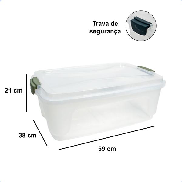 Caixa Organizadora Multiuso Com Trava Transparente 30 Litros - Rischioto Imagem de Caixa Organizadora Multiuso Com Trava Transparente 30 Litros