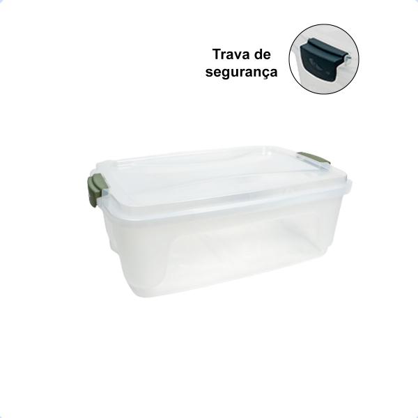 Caixa Organizadora Multiuso Com Trava Transparente 30 Litros - Rischioto Imagem de Caixa Organizadora Multiuso Com Trava Transparente 30 Litros