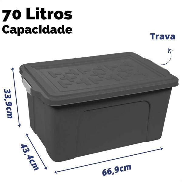 Imagem de Caixa Organizadora Multiuso Container 70 Litros Preta Trava