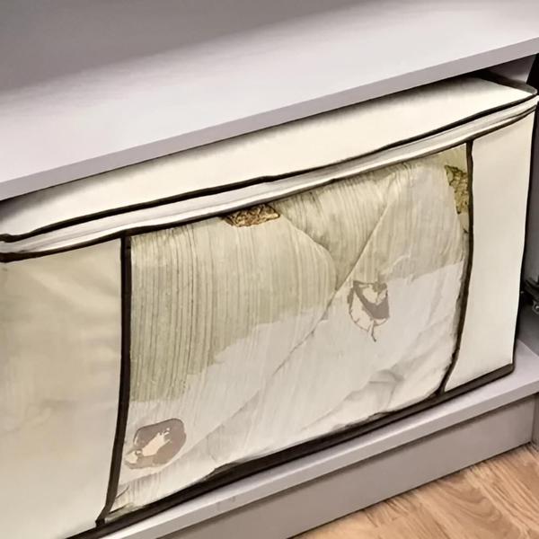 Caixa organizadora multiuso grande guarda roupa cobertor e toalhas - Tempo Real Imagem de Caixa organizadora multiuso grande guarda roupa cobertor e toalhas