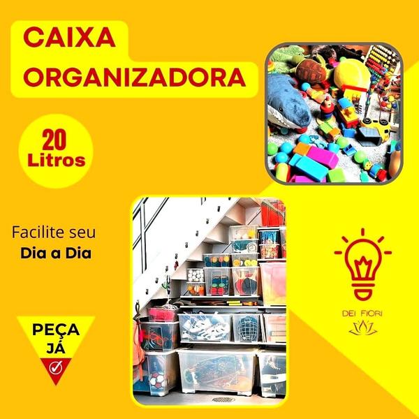 Imagem de Caixa Organizadora Multiuso Plástica 20 Litros Cesto C/tampa