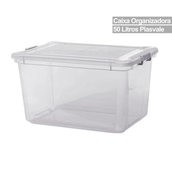 Imagem de Caixa Organizadora Multiuso Plástico Brinquedos 50L C/ Tampa