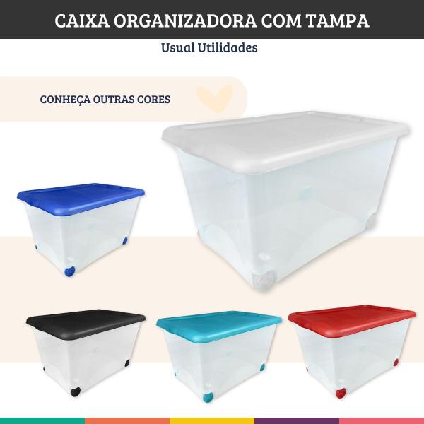 Imagem de Caixa Organizadora Multiuso Translucida 50 Litros Com Tampa