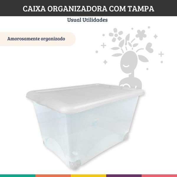 Imagem de Caixa Organizadora Multiuso Translucida 50 Litros Com Tampa