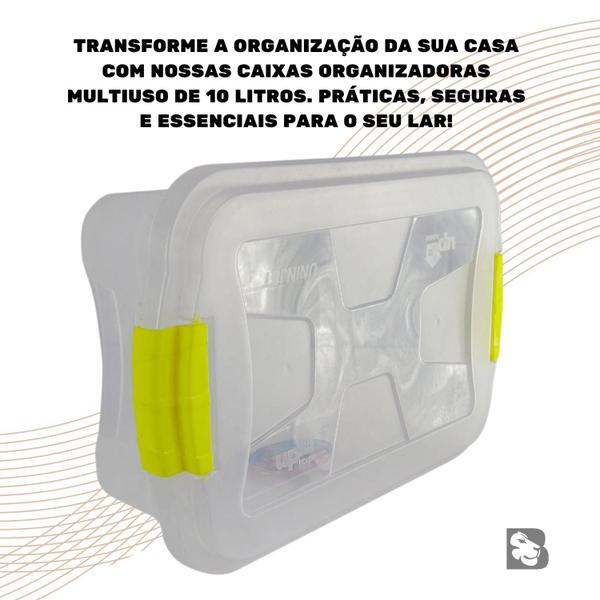 Imagem de Caixa Organizadora Multiuso Transparente ou Preta Com Tampa e Travas Para Armazenamento Organização