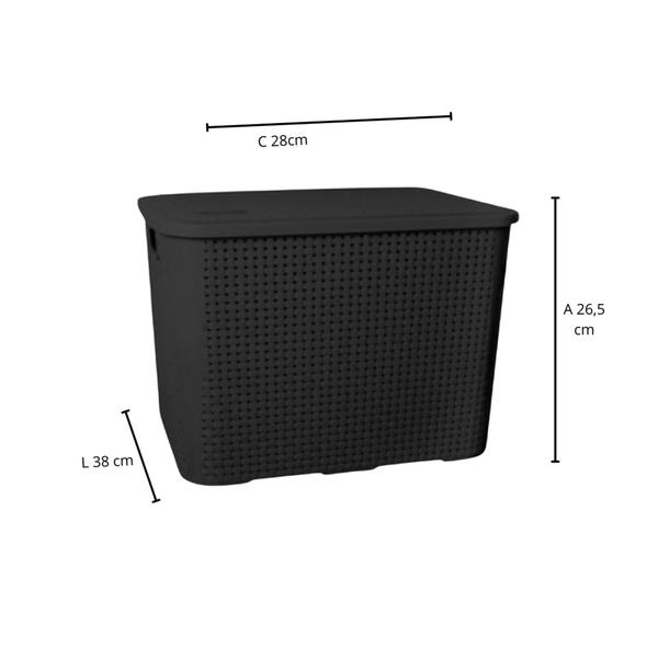 Imagem de Caixa Organizadora Multiuso Utilidades Domesticas Rattan 26 Litros - 37x27,5x26cm