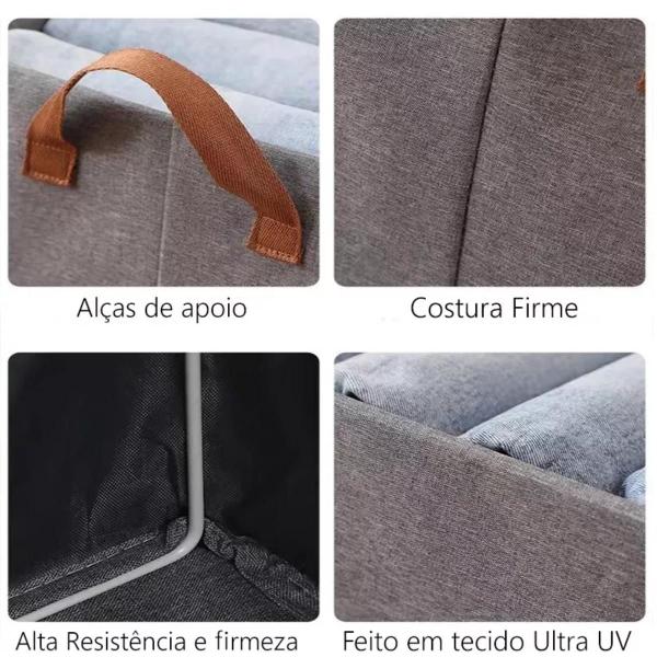 Imagem de Caixa organizadora organiz tecido com armação metal 47x28x20cm 02un