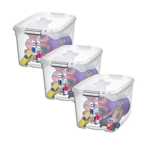 Caixa Organizadora Plástica 29L Sanremo Sr941 Kit 3 Imagem de Caixa Organizadora Plástica 29L Sanremo Sr941 Kit 3