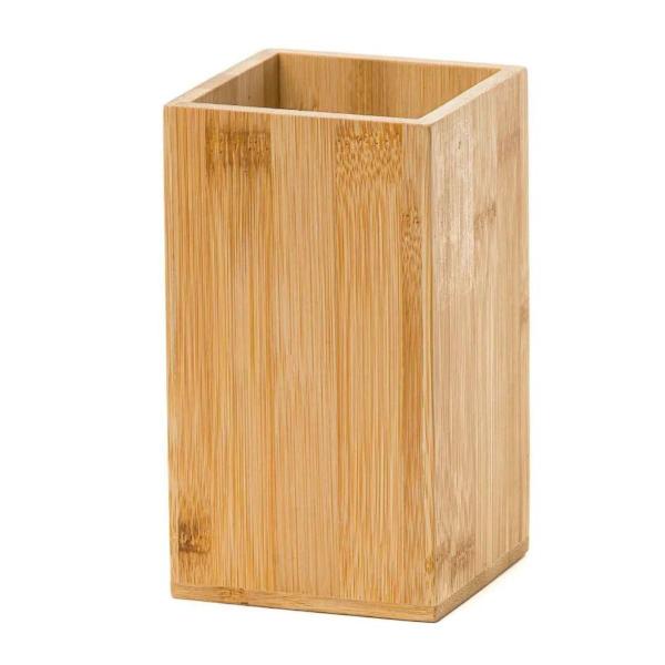 Imagem de Caixa Organizadora Porta Objetos Em Bambu 9X9X14Cm