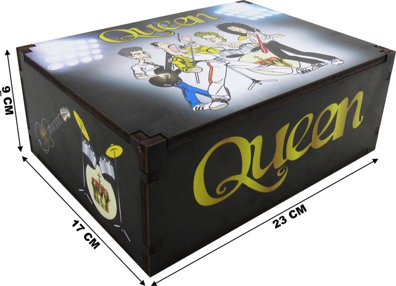 Imagem de Caixa Organizadora Porta Objetos Presente Decoração Banda Queen 23x17x9 cm MDF