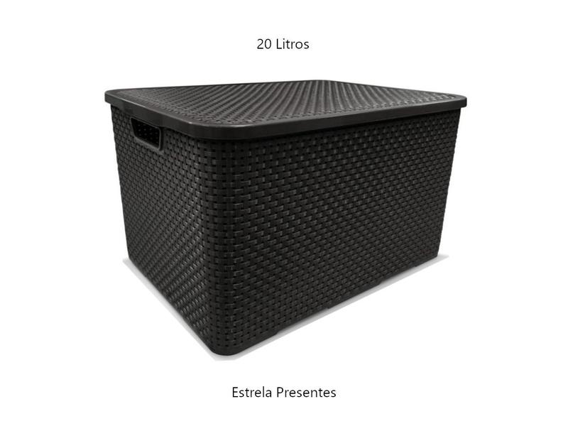 Caixa organizadora rattan 20l preta - Arqplast Imagem de Caixa organizadora rattan 20l preta