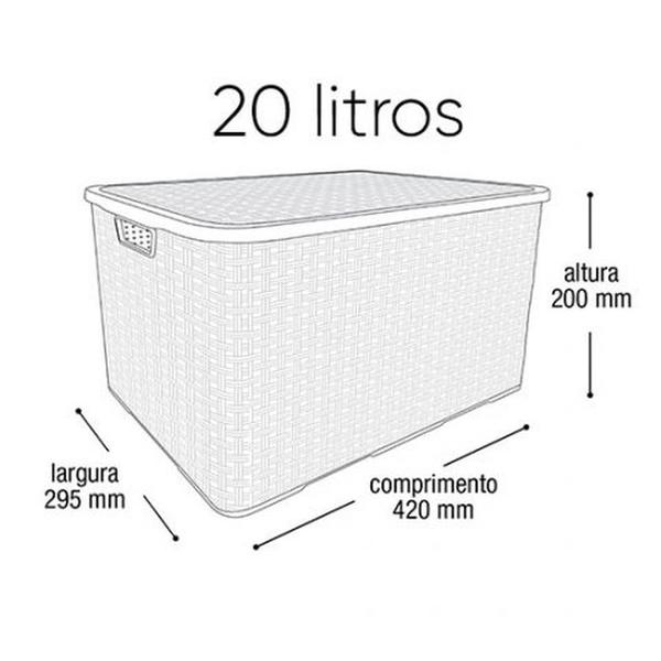 Imagem de Caixa Organizadora Rattan 20Lts + Kit Banheiro 5Pçs Branco