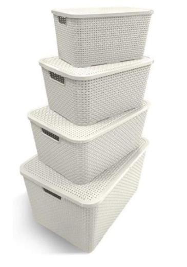 Caixa organizadora rattan n3,17 litros plasnew Imagem de Caixa organizadora rattan n3,17 litros plasnew