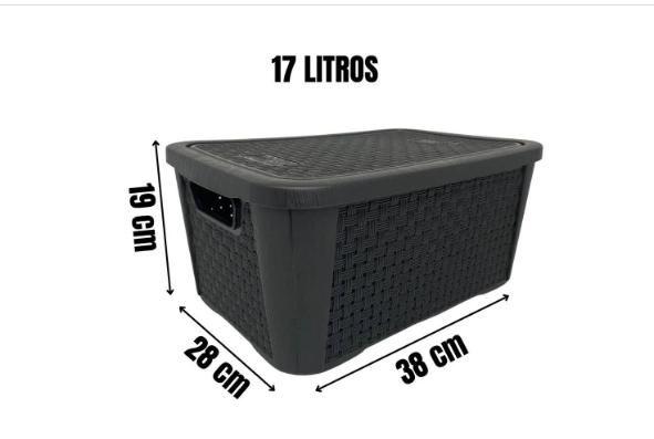 Caixa organizadora rattan n3,17 litros plasnew Imagem de Caixa organizadora rattan n3,17 litros plasnew