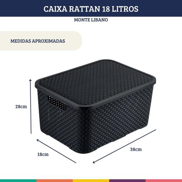 Imagem de Caixa Organizadora Rattan Preta 18Lts Com Tampa Monte Libano