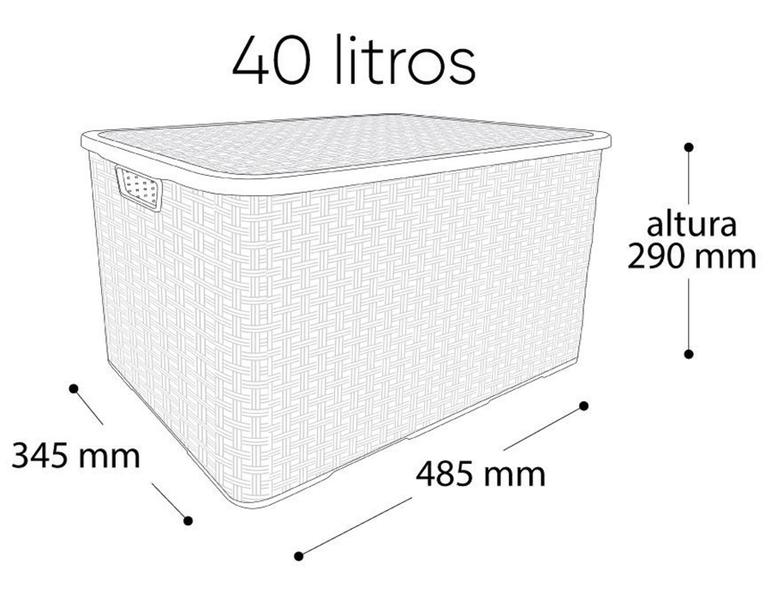 Imagem de Caixa Organizadora Rattan PRETA 40 Litros COD 25603 Arqplast