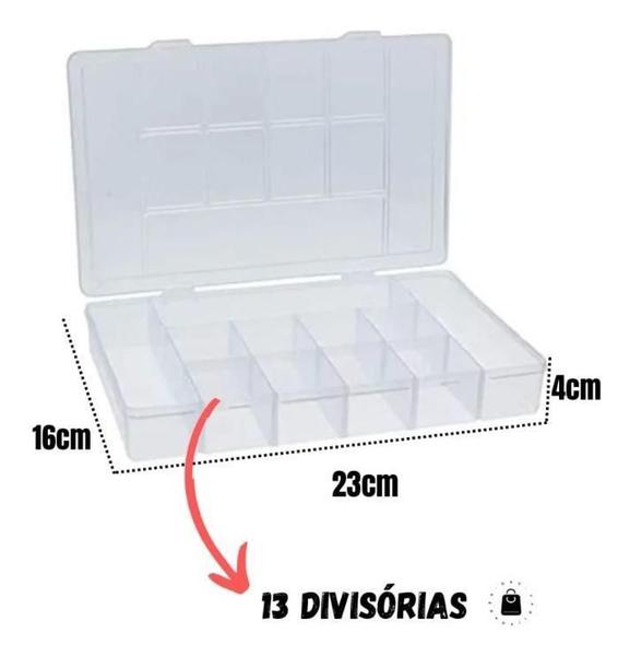 Imagem de Caixa Organizadora Remédio Bijuteria Com 13 Divisórias 23 Cm