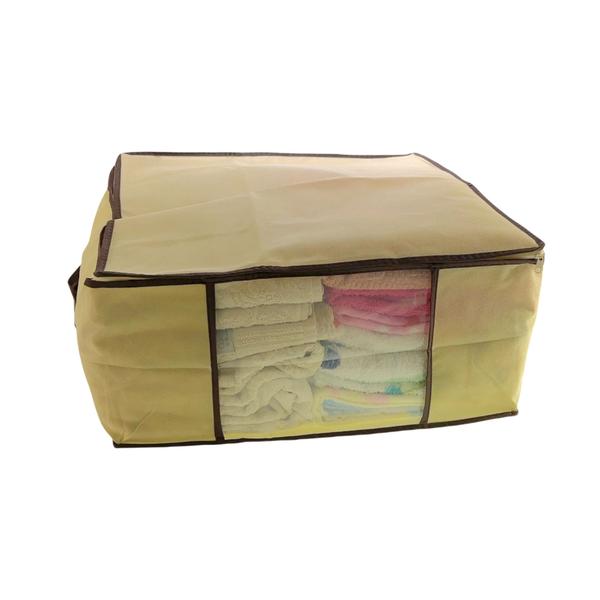 Imagem de Caixa Organizadora Roupas Multiuso Toalha Lençóis Roupa De Cama Em Tnt Dobrável 45x45x20cm